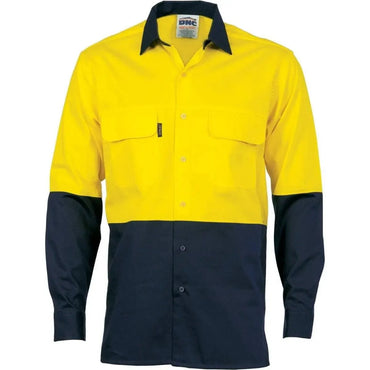 Dnc Workwear Hi-vis 3 Way Cool-breeze Long Sleeve Cotton Shirt - 3938