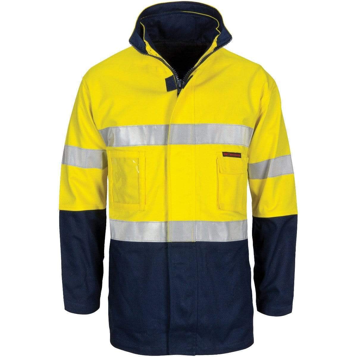Dnc Workwear Hi-vis 4-in-1 Cotton Drill Jacket With Generic Reflective Tape - 3764 Metro Workwear.
