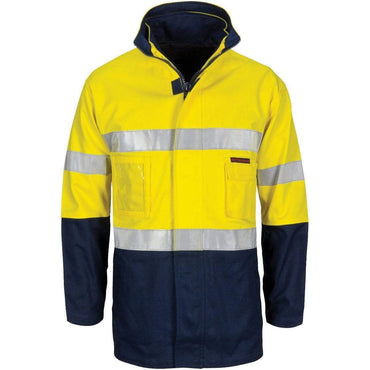Dnc Workwear Hi-vis 4-in-1 Cotton Drill Jacket With Generic Reflective Tape - 3764 Metro Workwear.