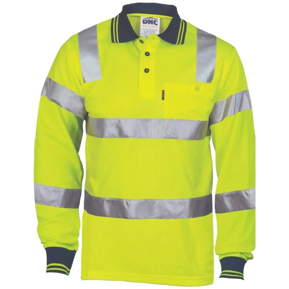 Dnc Workwear Hi-vis Bio-motion Taped Long Sleeve Polo - 3713