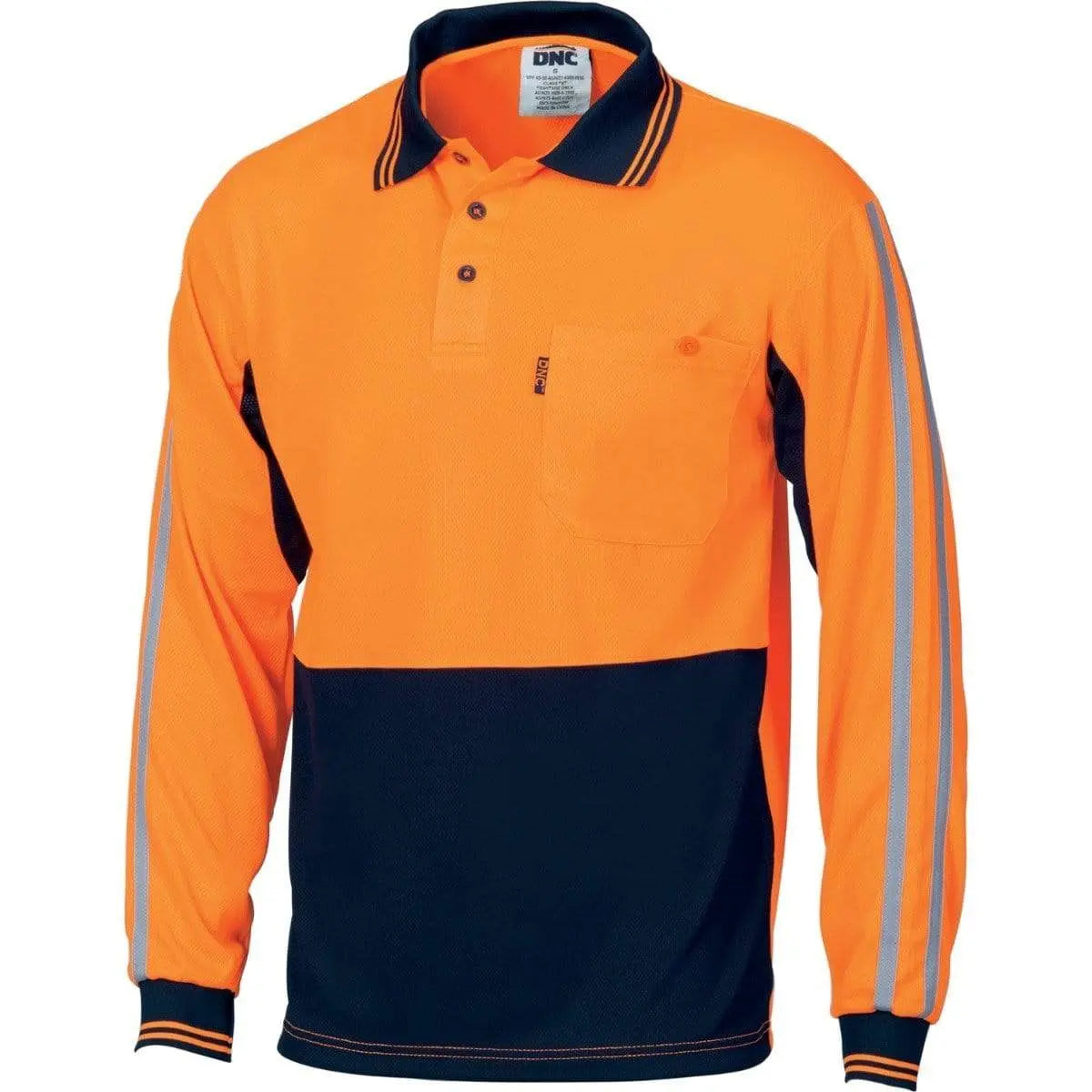 Dnc Workwear Hi-vis Cool-breathe Long Sleeve Stripe Polo - 3756 Metro Workwear.