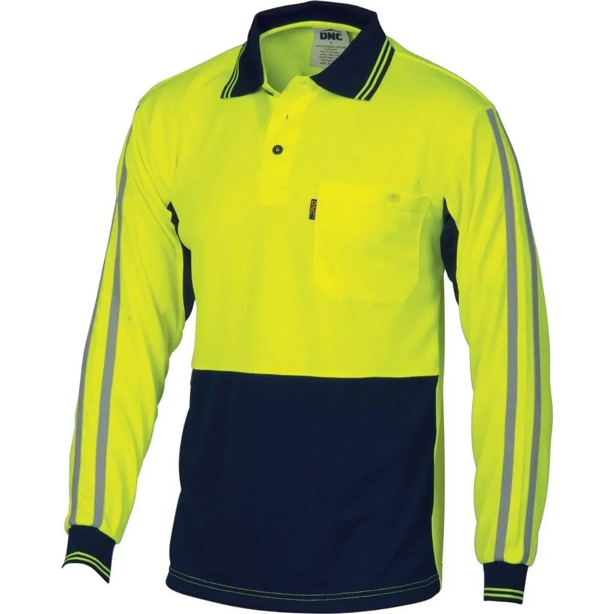 Dnc Workwear Hi-vis Cool-breathe Long Sleeve Stripe Polo - 3756
