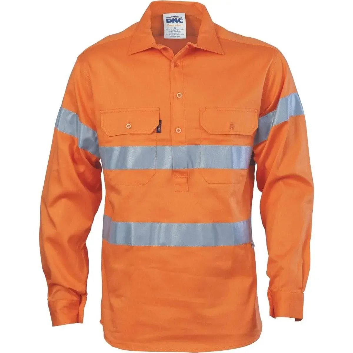 Dnc Workwear Hi-vis Cool-breeze Close Front Cotton Shirt With Generic Reflective Tape - 3945