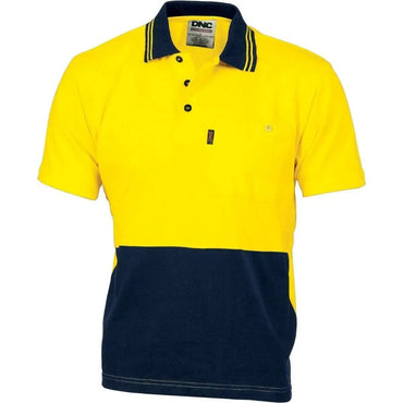 Dnc Workwear Hi-vis Cool-breeze Cotton Jersey Short Sleeve Polo Shirt With Underarm Cotton Mesh - 3845