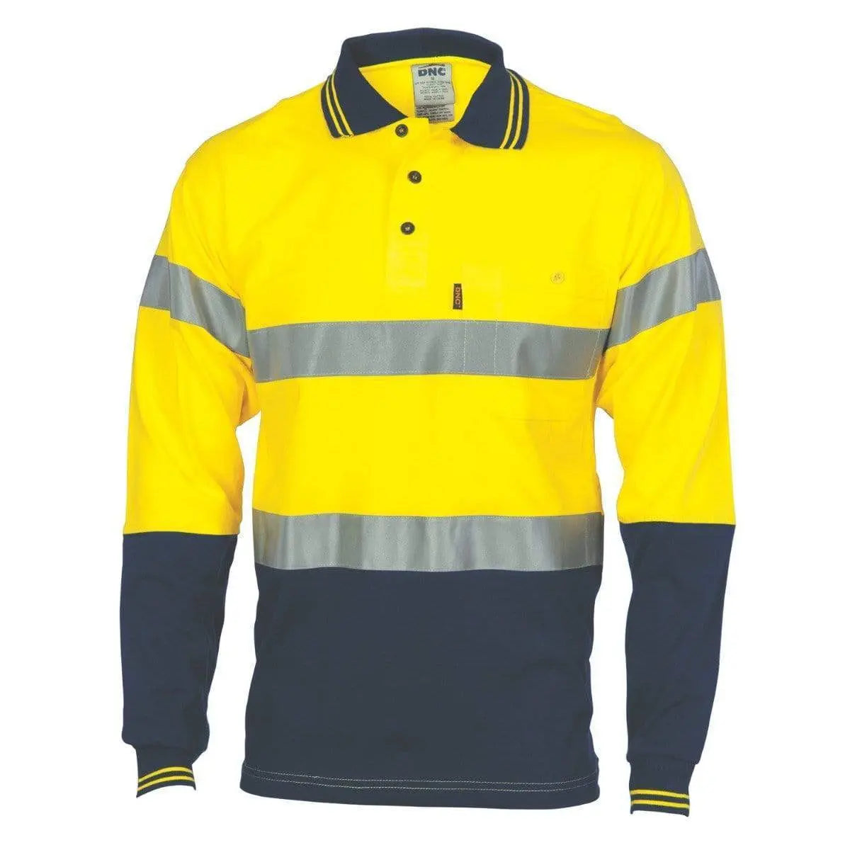 Dnc Workwear Hi-vis Cool-breeze Cotton Long Sleeve Jersey Polo With Csr Reflective Tape - 3916 Metro Workwear.