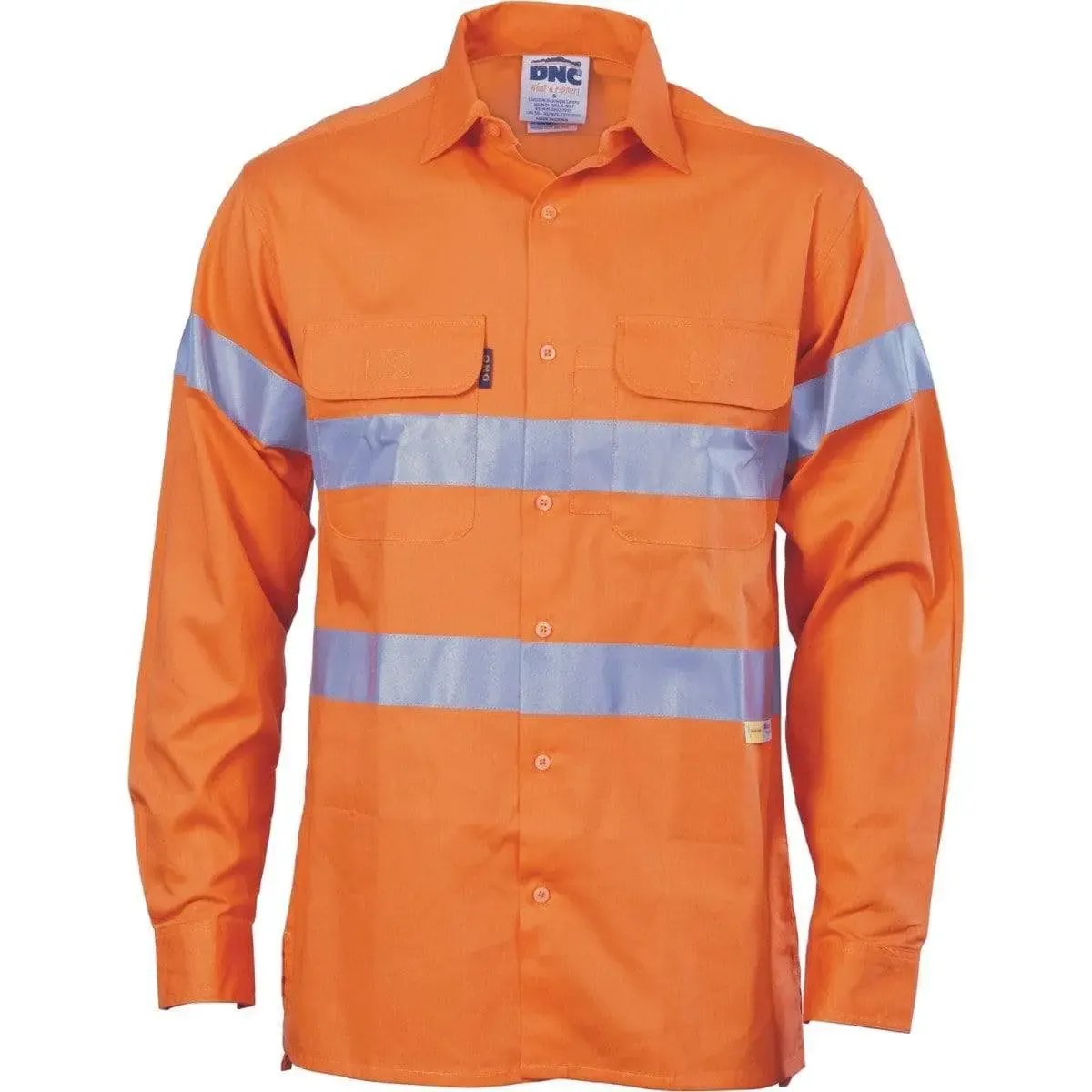 Dnc Workwear Hi-vis Cool-breeze Cotton Long Sleeve Shirt With 3m 8906 Reflective Tape - 3987