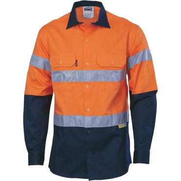 Dnc Workwear Hi-vis Cool-breeze Long Sleeve Cotton Shirt With 3m 8910 R/tape - 3886 Metro Workwear.