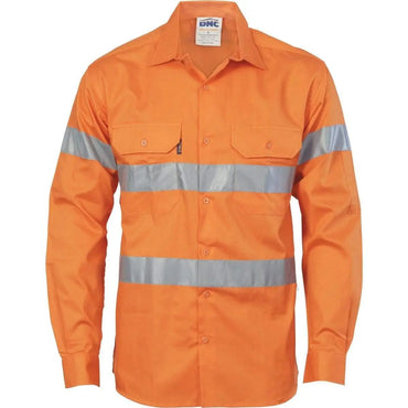 Dnc Workwear Hi-vis Cool-breeze Long Sleeve Cotton Shirt With Generic Reflective Tape - 3967 Metro Workwear.