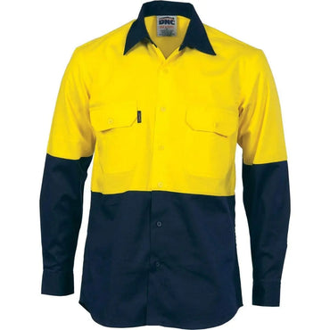 Dnc Workwear Hi-vis Cool-breeze Vertical Vented Long Sleeve Cotton Shirt - 3732 Metro Workwear.