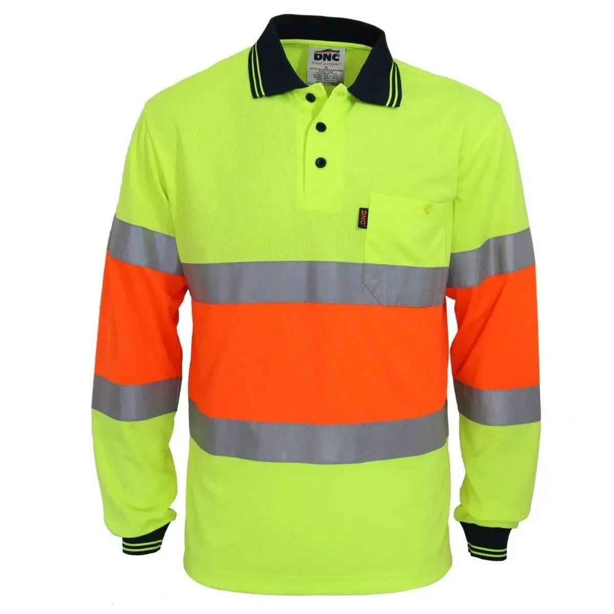 Dnc Workwear Long Sleeve Hi-vis Cool-dry 2t Bio-motion Day/Night Polo - 3709