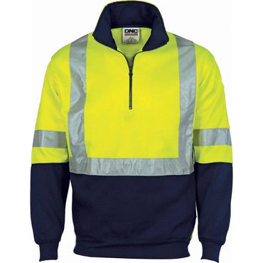 Dnc Workwear Hi-vis Cross Back D/n Two Tone 1/2 Zip Fleecy Sweatshirt - 3929 Metro Workwear.
