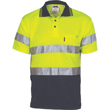 DNC WORKWEAR Hi-Vis D/D Cool Breathe Short Sleeve Polo Shirt with CSR R/Tape 3715