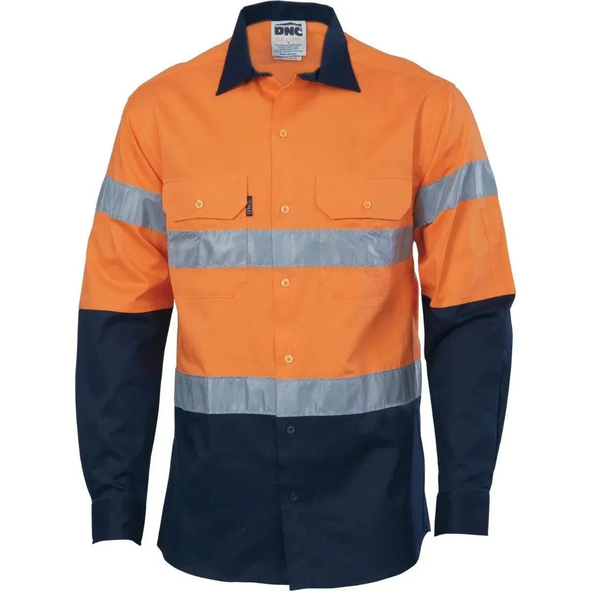 Dnc Workwear Hi-vis D/n 2 Tone Long Sleeve Drill Shirt With Generic R/tape - 3982