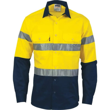 Dnc Workwear Hi-vis D/n 2 Tone Long Sleeve Drill Shirt With Generic R/tape - 3982