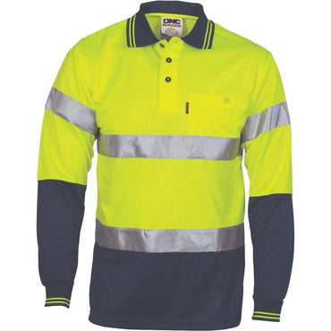 Dnc Workwear Hi-vis D/n Cool Breathe Long Sleeve Polo Shirt With Csr R/tape - 3716 Metro Workwear.