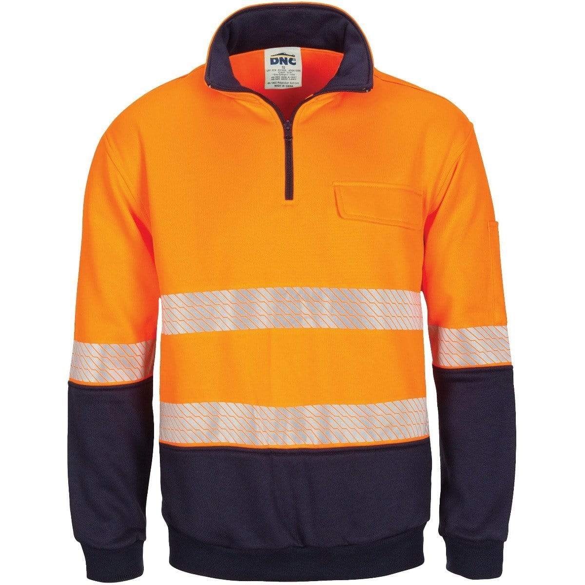 Dnc Workwear Hi-vis Segment Taped 1/2 Zip Fleecy Windcheater - 3529