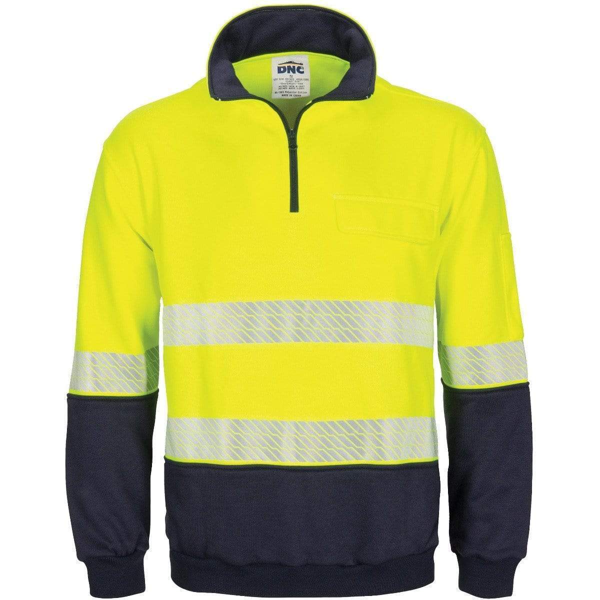 Dnc Workwear Hi-vis Segment Taped 1/2 Zip Fleecy Windcheater - 3529