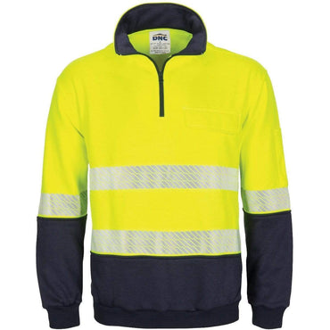 Dnc Workwear Hi-vis Segment Taped 1/2 Zip Fleecy Windcheater - 3529