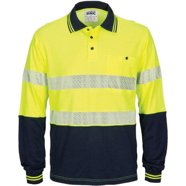 Dnc Workwear Hi-vis Segment Taped Cotton Backed Long Sleeve Polo - 3518 Metro Workwear.