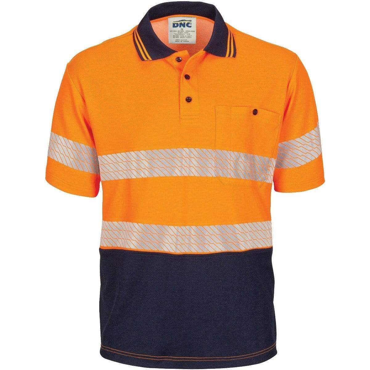 Dnc Workwear Hi-vis Segment Taped Cotton Backed Short Sleeve Polo - 3517