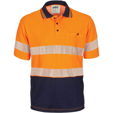 Dnc Workwear Hi-vis Segment Taped Cotton Backed Short Sleeve Polo - 3517