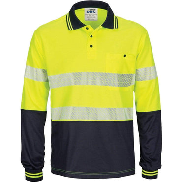 Dnc Workwear Hi-vis Segment Taped Micromesh Long Sleeve Polo - 3513 Metro Workwear.