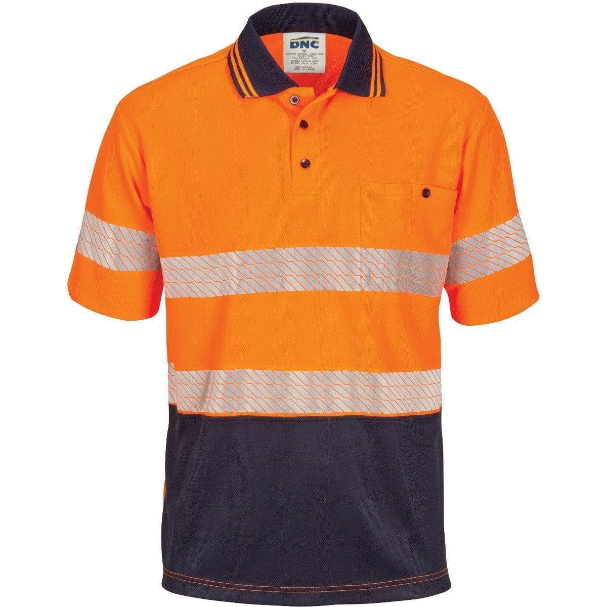 Dnc Workwear Hi-vis Segment Taped Short Sleeve Cotton Jersey Polo - 3511