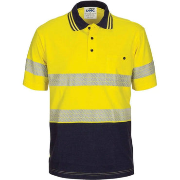 Dnc Workwear Hi-vis Segment Taped Short Sleeve Cotton Jersey Polo - 3515 Metro Workwear.