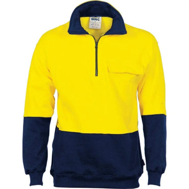 Dnc Workwear Hi-vis Two-tone 1/2 Zip Cotton Fleecy Windcheater -3923 Metro Workwear.