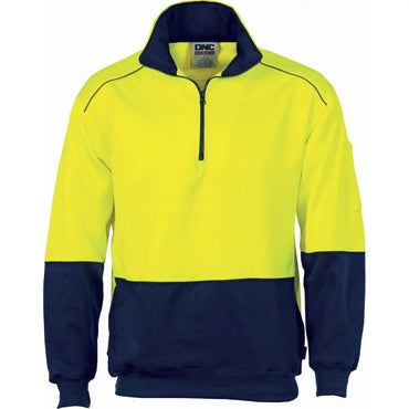 Dnc Workwear Hi-vis Two-tone 1/2 Zip Reflective Piping Sweatshirt - 3928 Metro Workwear.