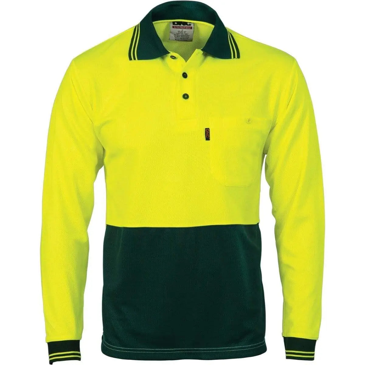 Dnc Workwear Hi-vis Two Tone Cool Breathe Long Sleeve Polo Shirt - 3813 Metro Workwear.