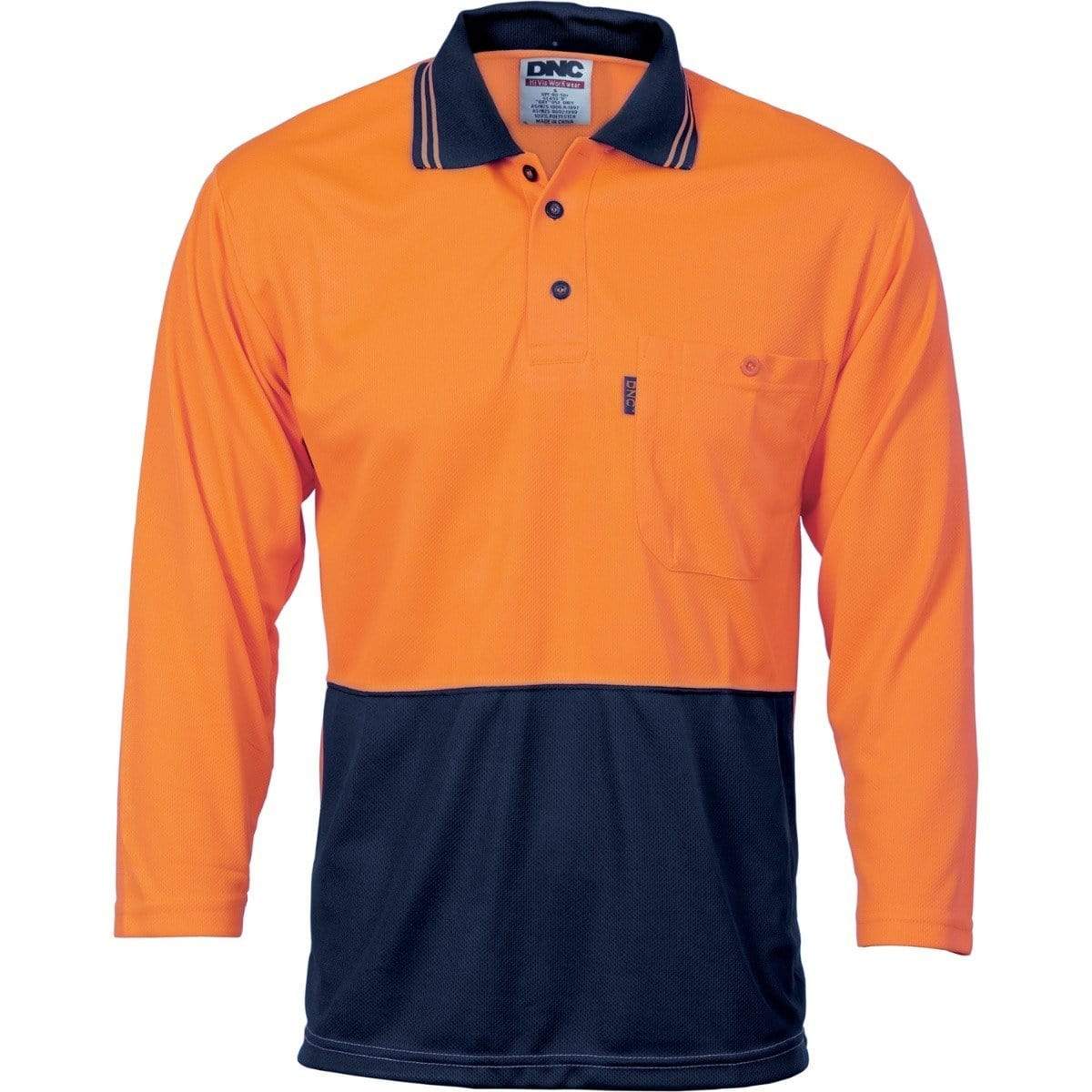 Dnc Workwear Hi-vis Two Tone Cool Breathe Polo Shirt 3/4 Sleeve - 3812