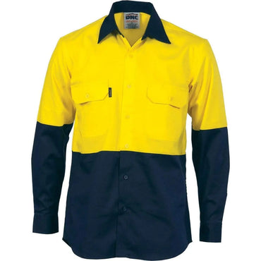 Dnc Workwear Hi-vis Two-tone Cotton Drill Long Sleeve Shirt - 3832 Metro Workwear.