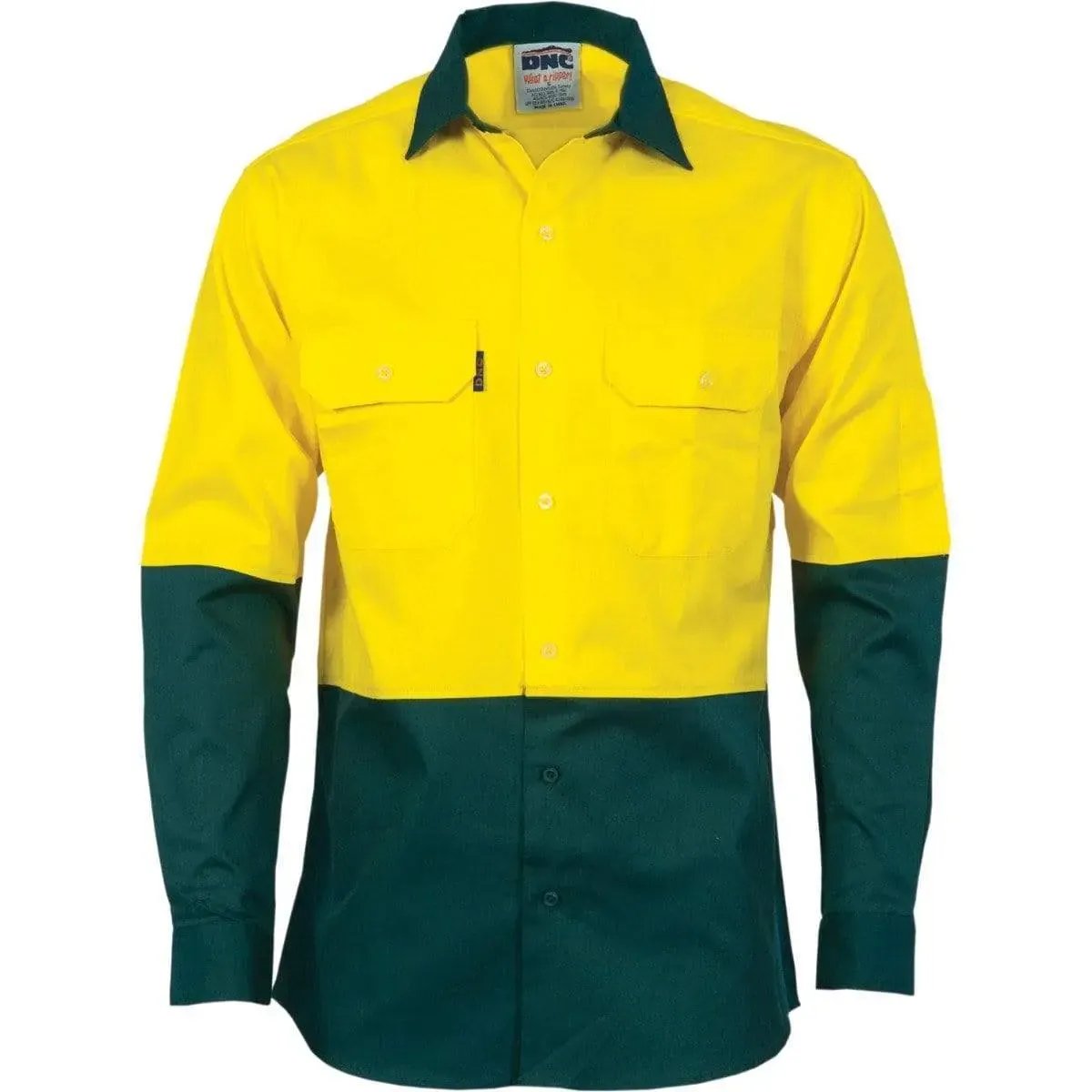 Dnc Workwear Hi-vis Two-tone Cotton Drill Long Sleeve Shirt - 3832