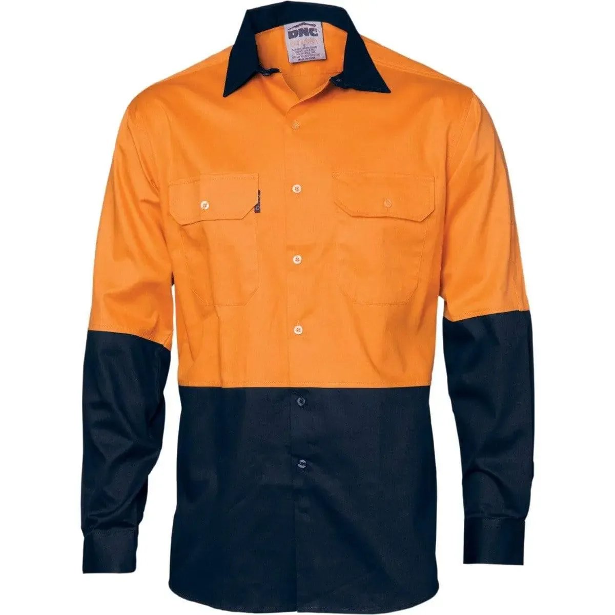 Dnc Workwear Hi-vis Two Tone Cotton Drill Vented Long Sleeve Shirt - 3981