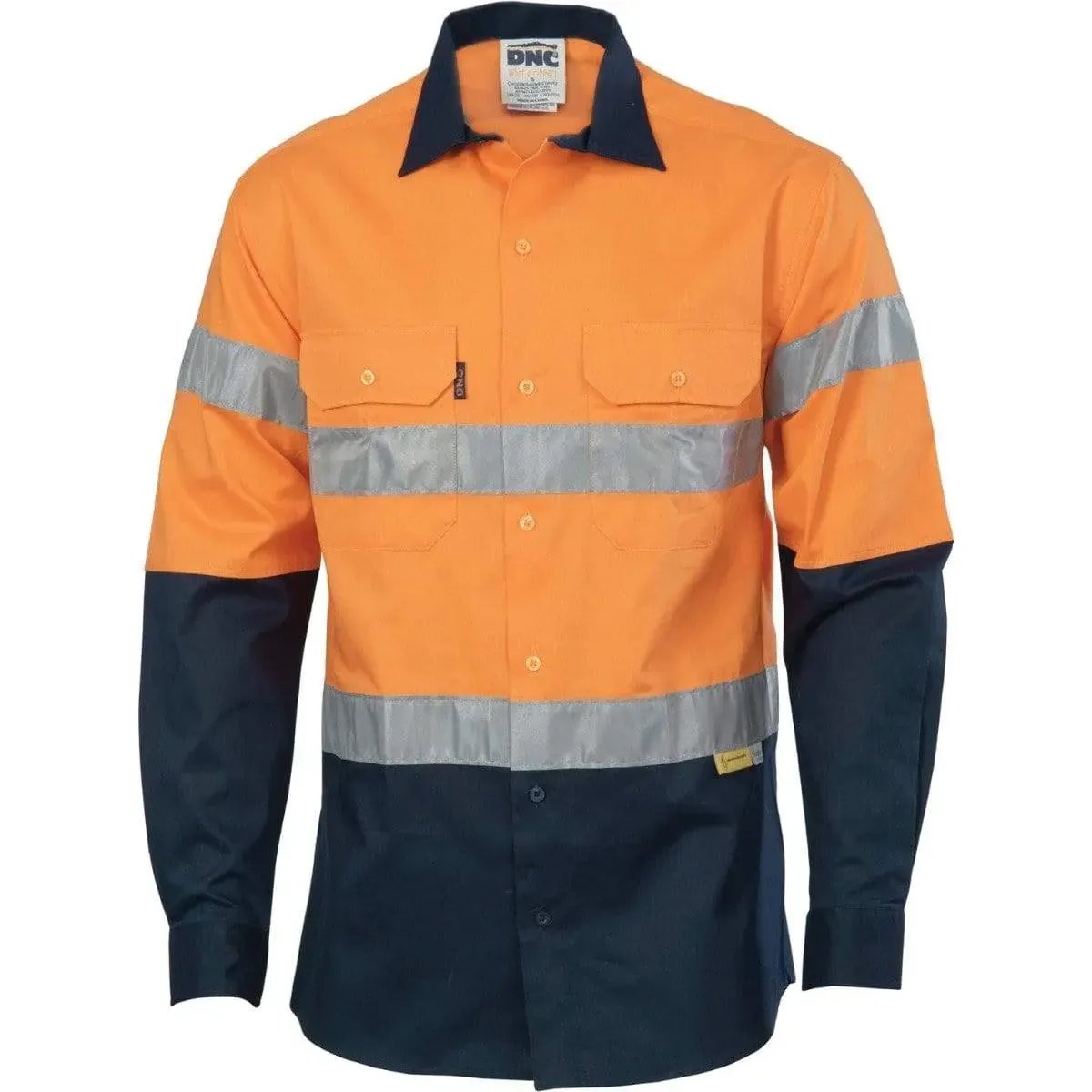Dnc Workwear Hi-vis Two-tone Drill Long Sleeve Shirts With 3m 8906 Reflective Tape - 3736