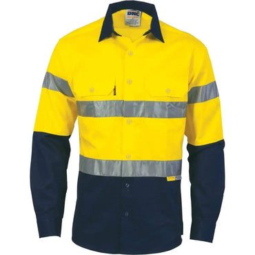 Dnc Workwear Hi-vis Two-tone Drill Long Sleeve Shirts With 3m 8906 Reflective Tape - 3736