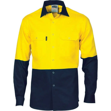 Dnc Workwear Hi-vis Two Tone Drill Shirt With Press Studs - 3838 Metro Workwear.