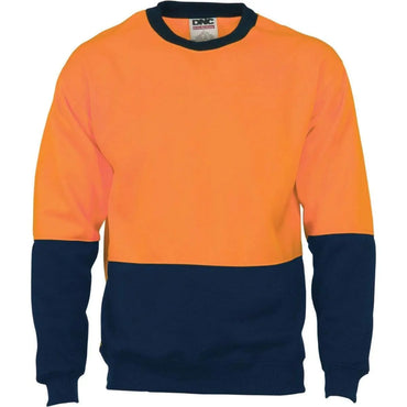 Dnc Workwear Hi-vis Two-tone Fleecy Crew-neck Sweatshirt (Sloppy Joe) - 3821 Metro Workwear.