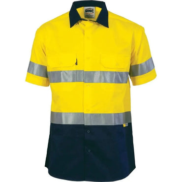 Dnc Workwear Hi-vis Two-tone Short Sleeve Drill Shirt With 3m 8906 R/tape - 3833