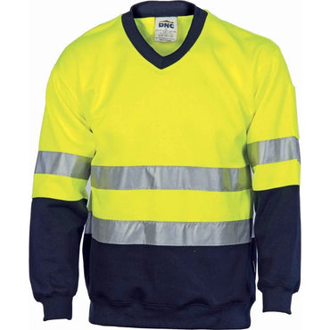 Dnc Workwear Hi-vis Two-tone V-neck Sweatshirt (Sloppy Joe) With Generic R/tape - 3921 Metro Workwear.