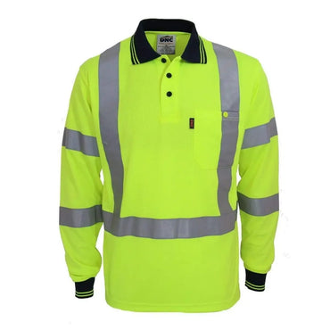 Dnc Workwear Logn Sleeve Hi-vis "X" Back & Bio-motion Taped Polo - 3710