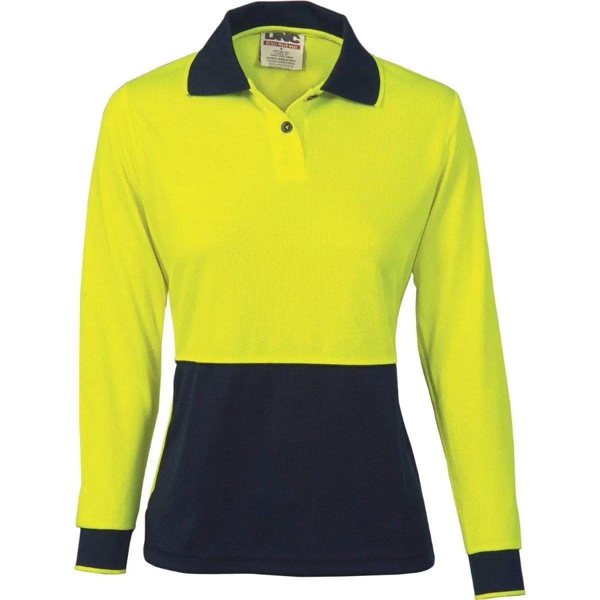 Dnc Workwear Ladies Hi-vis Two-tone Long Sleeve Polo Shirt - 3898 Metro Workwear.