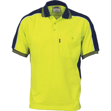 Dnc Workwear Polyester /cotton Contrast Panel Short Sleeve Polo - 3895 Metro Workwear.