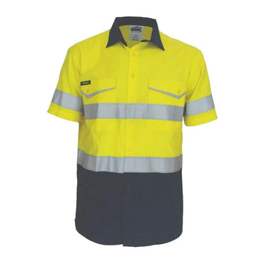 Dnc Workwear Two-tone Ripstop Cotton Short Sleeve Shirt With Csr Reflective Tape - 3587 Metro Workwear.