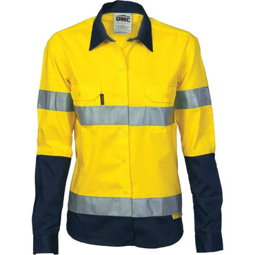 Dnc Workwear Women’s Hi-vis Two-tone Drill Long Sleeve Shirt With 3m Reflective Tape - 3936 Metro Workwear.