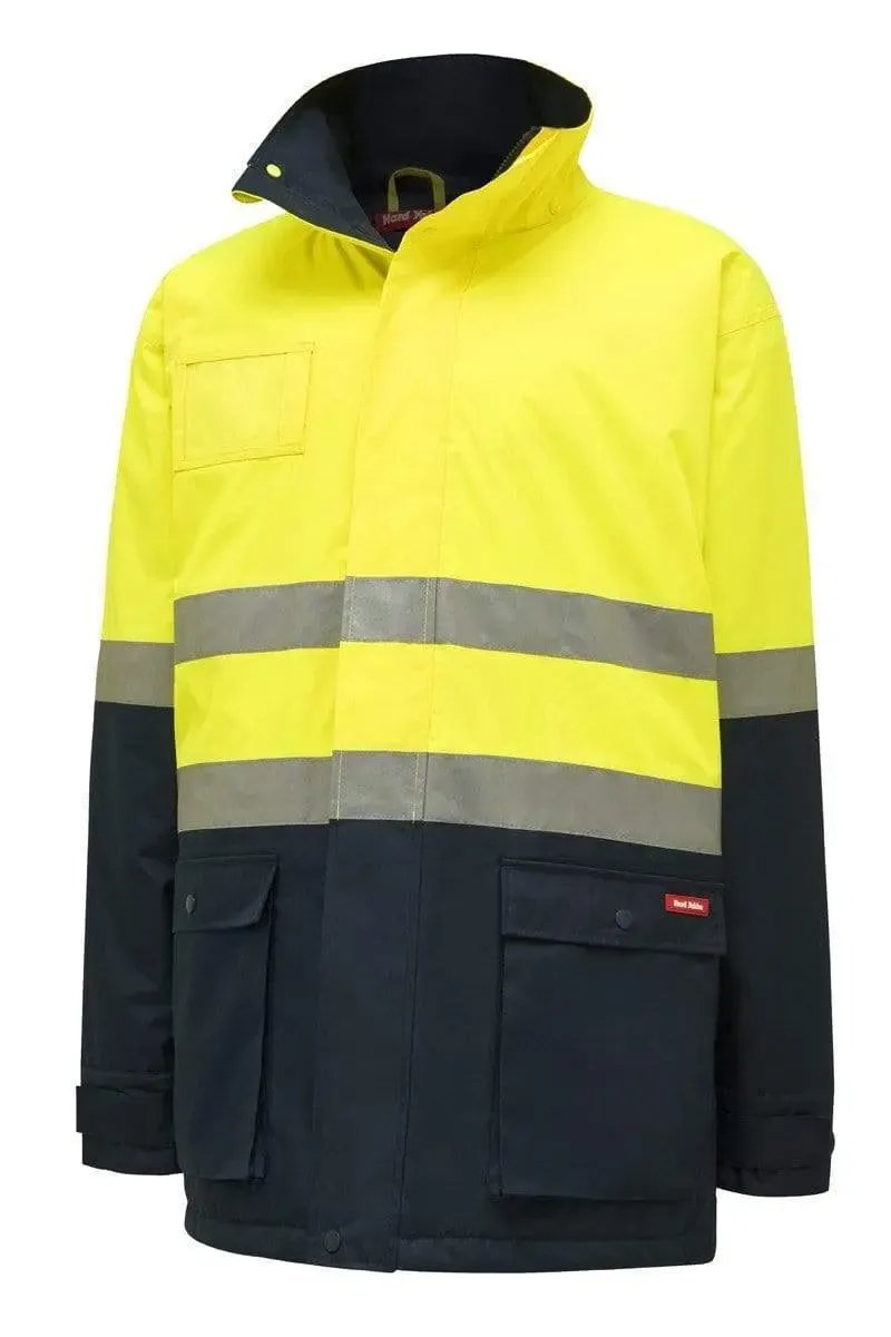 Hard Yakka Two Tone Quilted Taped Hi Vis Jacket Y06685 in Yellow/Navy