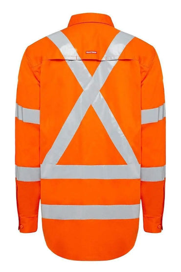 Hard Yakka Taped X Back Hi Vis Work Shirt Y04275 Metro Workwear.