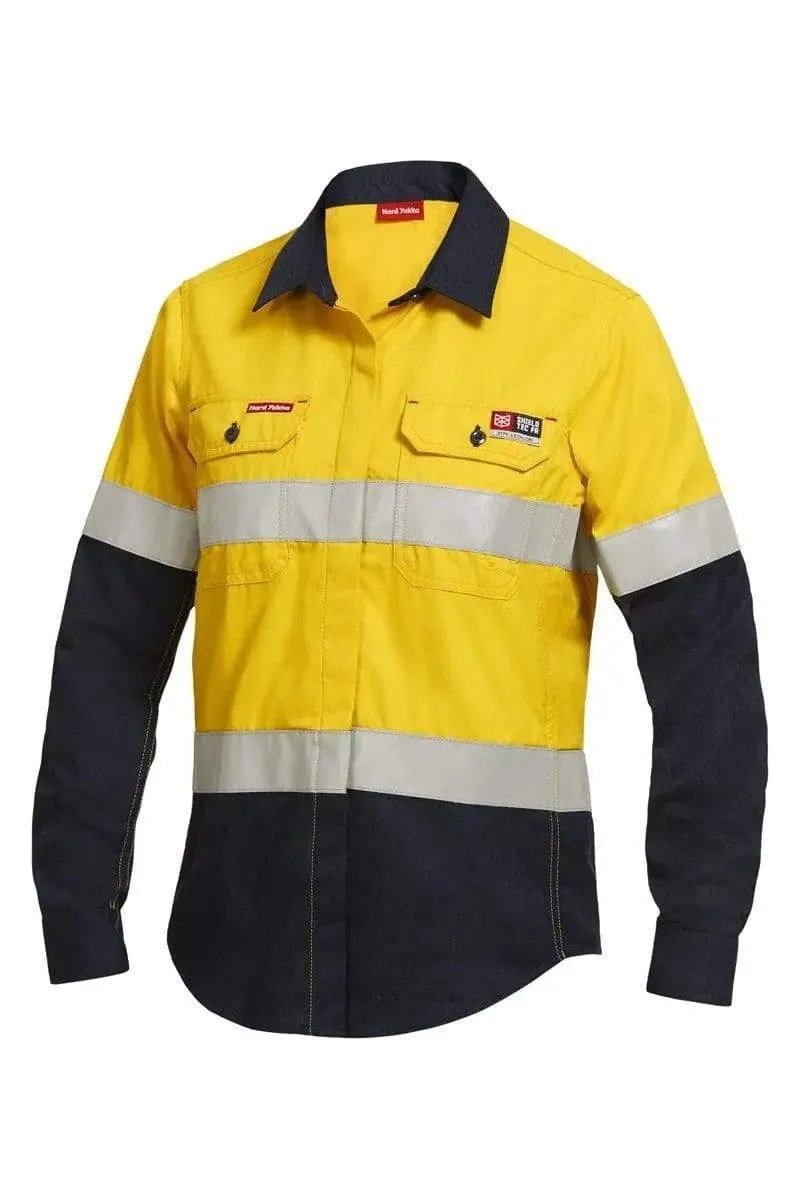 Hard Yakka Flame Retardant HRC2/PPE 2 FR Long Sleeve Taped Shirt Y04050 in Yellow/Navy