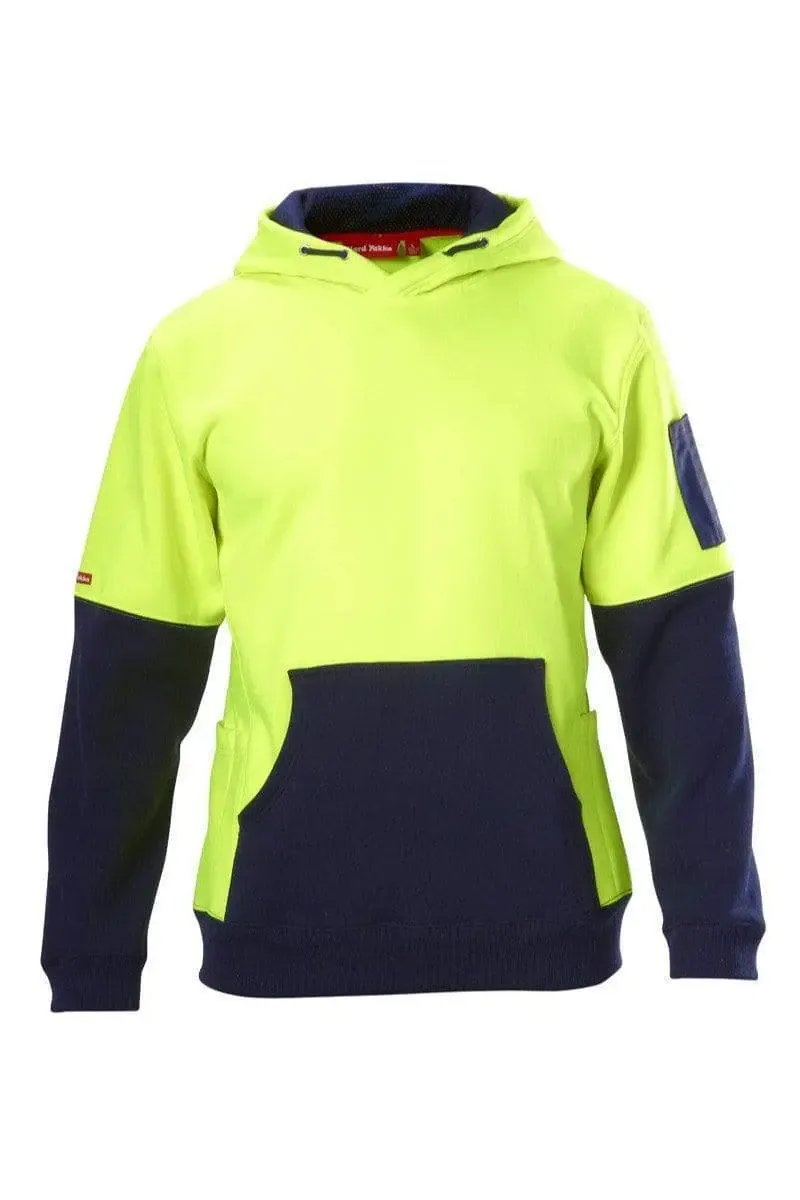 Hard Yakka 2 Tone Hi Vis Fleece Hoodie Y19325 in Yellow/Navy